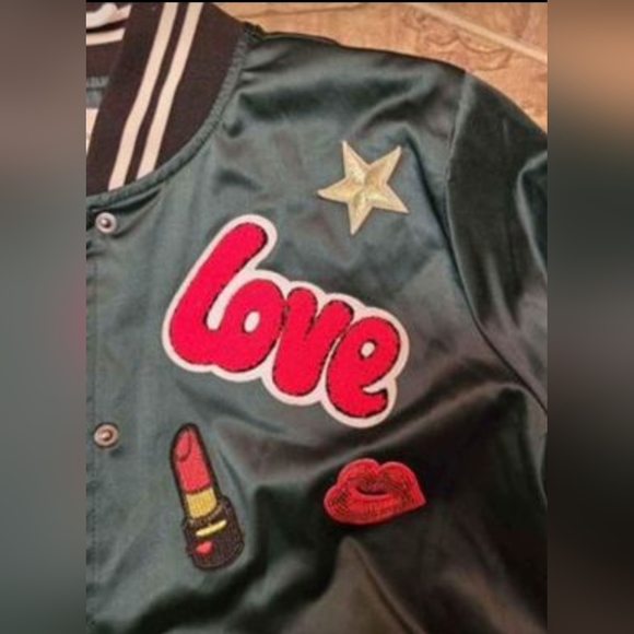 Vintage American Eagle Green Satin jacket with appliques - Picture 6 of 7